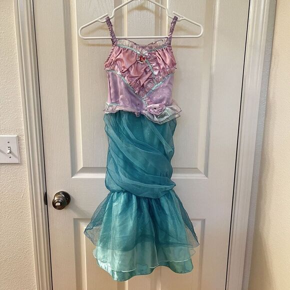 Disney Store Ariel The Little Mermaid Dress Costume Halloween Girls Size 5-6 - Picture 1 of 15